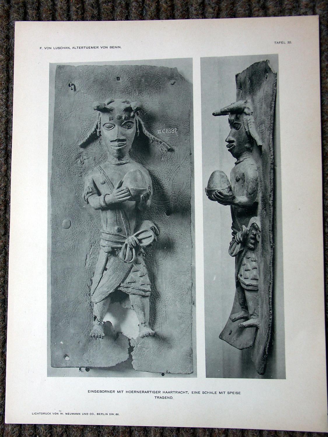 zz-lusc19,tafel 32 benin nigeria,bronze-platte mit figur (b-iiic08382)